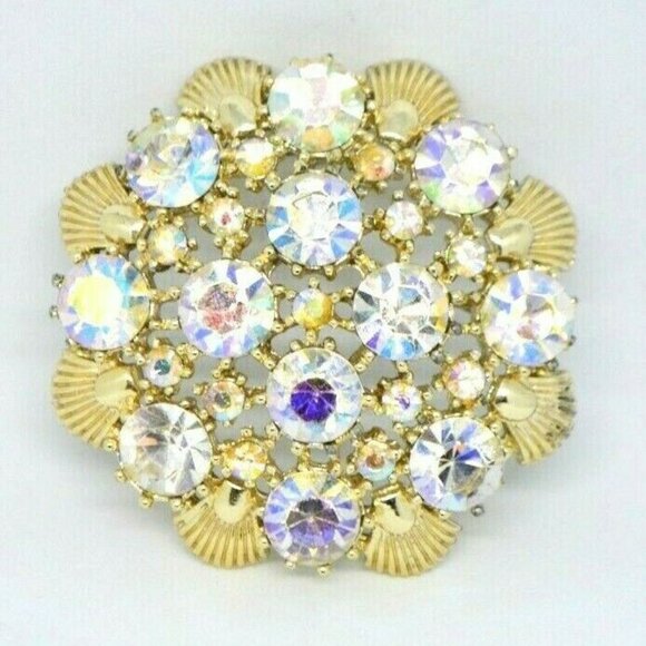 1950s Gold Tone PEGASUS CORO Clear Rhinestone Pin - Picture 1 of 4